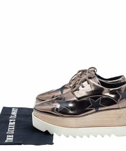 Wholesale 👏 Stella McCartney Metallic Brown/Black Faux Leather Elyse Star Platform Derby Size 38 For 👩 Women 🛒 -Stella McCartney Shop luxury women stella mccartney used shoes p592633 003