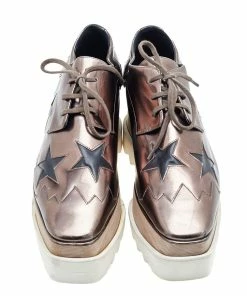 Wholesale 👏 Stella McCartney Metallic Brown/Black Faux Leather Elyse Star Platform Derby Size 38 For 👩 Women 🛒 -Stella McCartney Shop luxury women stella mccartney used shoes p592633 006