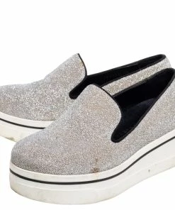 Cheapest 👏 Stella McCartney Grey Glitter Platform 👟 Sneakers Size 35 For 👩 Women 🎁 -Stella McCartney Shop luxury women stella mccartney used shoes p592668 004