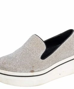 Cheapest 👏 Stella McCartney Grey Glitter Platform 👟 Sneakers Size 35 For 👩 Women 🎁