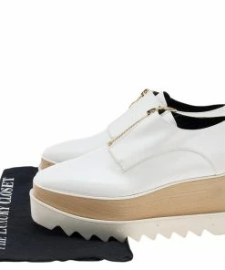 Best Sale ⌛ Stella McCartney White Faux Leather Elyse Platform Zip 👟 Sneakers Size 36 For 👩 Women 🌟 -Stella McCartney Shop luxury women stella mccartney used shoes p592724 001