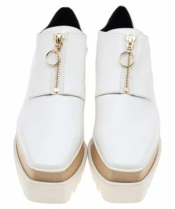 Best Sale ⌛ Stella McCartney White Faux Leather Elyse Platform Zip 👟 Sneakers Size 36 For 👩 Women 🌟 -Stella McCartney Shop luxury women stella mccartney used shoes p592724 004