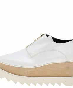 Best Sale ⌛ Stella McCartney White Faux Leather Elyse Platform Zip 👟 Sneakers Size 36 For 👩 Women 🌟 -Stella McCartney Shop luxury women stella mccartney used shoes p592724 006