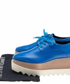 Flash Sale ⌛ Stella McCartney Blue Faux Leather Elyse Platform 👟 Sneakers Size 36 For 👩 Women 🌟 -Stella McCartney Shop luxury women stella mccartney used shoes p592731 001