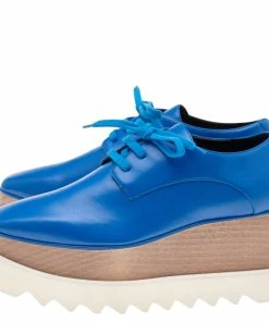 Flash Sale ⌛ Stella McCartney Blue Faux Leather Elyse Platform 👟 Sneakers Size 36 For 👩 Women 🌟 -Stella McCartney Shop luxury women stella mccartney used shoes p592731 002