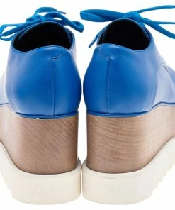 Flash Sale ⌛ Stella McCartney Blue Faux Leather Elyse Platform 👟 Sneakers Size 36 For 👩 Women 🌟 -Stella McCartney Shop luxury women stella mccartney used shoes p592731 003