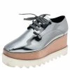 Outlet 🥰 Stella McCartney Metallic Grey Faux Patent Leather Elyse Platform 👟 Sneakers Size 36 For 👩 Women ✨ -Stella McCartney Shop luxury women stella mccartney used shoes p592746 005