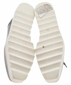 Outlet 🥰 Stella McCartney Metallic Grey Faux Patent Leather Elyse Platform 👟 Sneakers Size 36 For 👩 Women ✨ -Stella McCartney Shop luxury women stella mccartney used shoes p592746 008