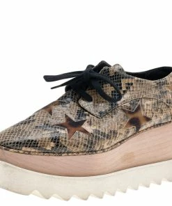 Top 10 🥰 Stella McCartney Brown Faux Leather And Faux Fur Elyse Star Platform 👟 Sneakers Size 37 For 👩 Women 👏