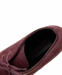 Promo 💯 Stella McCartney Burgundy Faux Suede Lace Up Wedge 🥾 Boots Size 37 For 👩 Women 🤩 -Stella McCartney Shop luxury women stella mccartney used shoes p592962 007