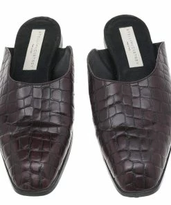 Buy 🥰 Stella McCartney Burgundy Faux Croc Embossed Leather Mules Size 37.5 For 👩 Women 🎉 -Stella McCartney Shop luxury women stella mccartney used shoes p593053 003