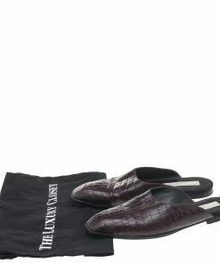 Buy 🥰 Stella McCartney Burgundy Faux Croc Embossed Leather Mules Size 37.5 For 👩 Women 🎉 -Stella McCartney Shop luxury women stella mccartney used shoes p593053 005