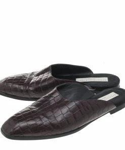 Buy 🥰 Stella McCartney Burgundy Faux Croc Embossed Leather Mules Size 37.5 For 👩 Women 🎉 -Stella McCartney Shop luxury women stella mccartney used shoes p593053 006