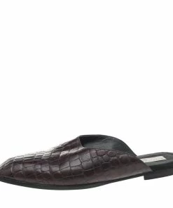 Buy 🥰 Stella McCartney Burgundy Faux Croc Embossed Leather Mules Size 37.5 For 👩 Women 🎉 -Stella McCartney Shop luxury women stella mccartney used shoes p593053 008