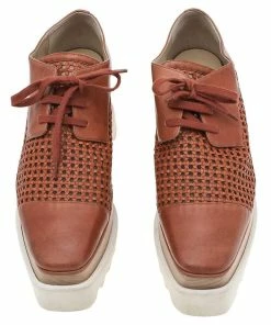 Deals 🔥 Stella McCartney Brown Faux Leather Elyse Platform Lace Up Derby Size 36 For 👩 Women 👍 -Stella McCartney Shop luxury women stella mccartney used shoes p593990 004
