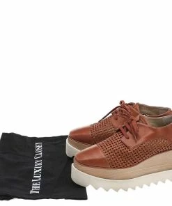 Deals 🔥 Stella McCartney Brown Faux Leather Elyse Platform Lace Up Derby Size 36 For 👩 Women 👍 -Stella McCartney Shop luxury women stella mccartney used shoes p593990 008