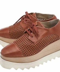 Deals 🔥 Stella McCartney Brown Faux Leather Elyse Platform Lace Up Derby Size 36 For 👩 Women 👍 -Stella McCartney Shop luxury women stella mccartney used shoes p593990 009