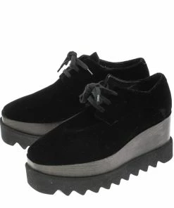 Brand new 💯 Stella McCartney Black Velvet Elyse Platform Lace Up Derby Size 36 For 👩 Women ⭐ -Stella McCartney Shop luxury women stella mccartney used shoes p593993 006