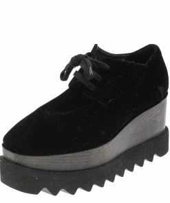 Brand new 💯 Stella McCartney Black Velvet Elyse Platform Lace Up Derby Size 36 For 👩 Women ⭐