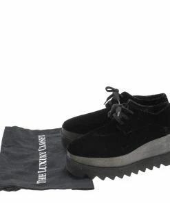 Brand new 💯 Stella McCartney Black Velvet Elyse Platform Lace Up Derby Size 36 For 👩 Women ⭐ -Stella McCartney Shop luxury women stella mccartney used shoes p593993 008