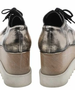 Coupon 🧨 Stella McCartney Metallic Two Tone Faux Leather Elyse Lace Up Derby Size 36 For 👩 Women 😀 -Stella McCartney Shop luxury women stella mccartney used shoes p594011 005