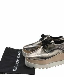 Coupon 🧨 Stella McCartney Metallic Two Tone Faux Leather Elyse Lace Up Derby Size 36 For 👩 Women 😀 -Stella McCartney Shop luxury women stella mccartney used shoes p594011 008