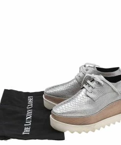Brand new 😉 Stella McCartney Metallic Silver Faux Python Embossed Leather Elyse Platform Derby Size 36 For 👩 Women 😀 17 Brand new 😉 Stella McCartney Metallic Silver Faux Python Embossed Leather Elyse Platform Derby Size 36 For 👩 Women 😀 -Stella McCartney Shop luxury women stella mccartney used shoes p594054 007