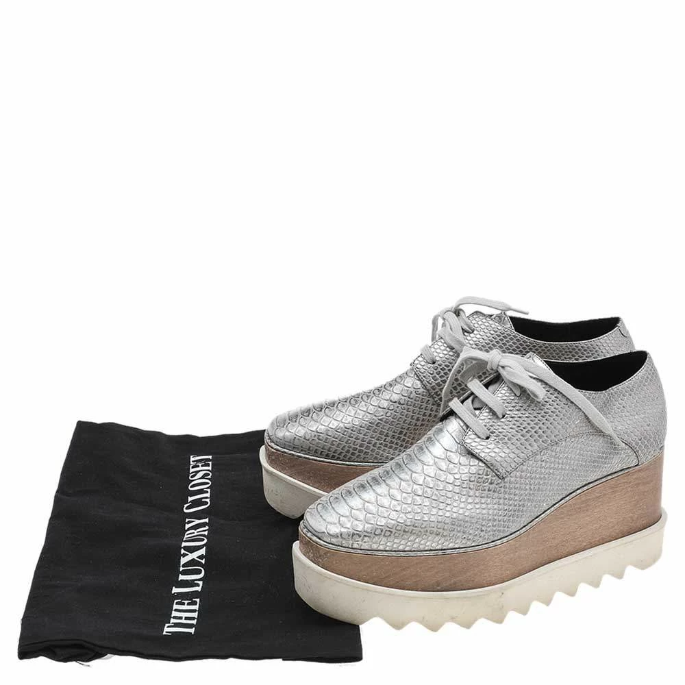 Brand new 😉 Stella McCartney Metallic Silver Faux Python Embossed Leather Elyse Platform Derby Size 36 For 👩 Women 😀 10 Brand new 😉 Stella McCartney Metallic Silver Faux Python Embossed Leather Elyse Platform Derby Size 36 For 👩 Women 😀 - Image 8