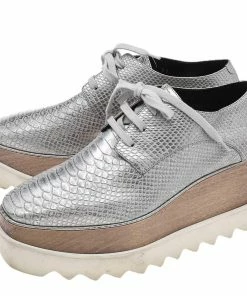 Brand new 😉 Stella McCartney Metallic Silver Faux Python Embossed Leather Elyse Platform Derby Size 36 For 👩 Women 😀 13 Brand new 😉 Stella McCartney Metallic Silver Faux Python Embossed Leather Elyse Platform Derby Size 36 For 👩 Women 😀 -Stella McCartney Shop luxury women stella mccartney used shoes p594054 008