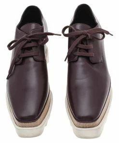 Top 10 🛒 Stella McCartney Burgundy Faux Leather Elyse Platform Lace Up Derby Size 36 For 👩 Women 🔔 -Stella McCartney Shop luxury women stella mccartney used shoes p594056 004
