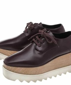 Top 10 🛒 Stella McCartney Burgundy Faux Leather Elyse Platform Lace Up Derby Size 36 For 👩 Women 🔔 -Stella McCartney Shop luxury women stella mccartney used shoes p594056 009