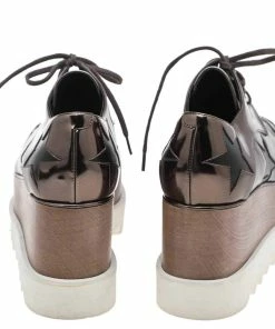 Top 10 ⌛ Stella McCartney Metallic Brown Faux Leather Elyse Star Platform Lace Up Derby Size 36 For 👩 Women ⭐ -Stella McCartney Shop luxury women stella mccartney used shoes p594059 005
