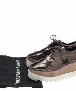 Top 10 ⌛ Stella McCartney Metallic Brown Faux Leather Elyse Star Platform Lace Up Derby Size 36 For 👩 Women ⭐ -Stella McCartney Shop luxury women stella mccartney used shoes p594059 007