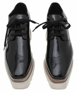 Buy ✨ Stella McCartney Black Faux Patent Leather Elyse Platform Lace Up Derby Size 36 For 👩 Women ❤️ -Stella McCartney Shop luxury women stella mccartney used shoes p594061 002