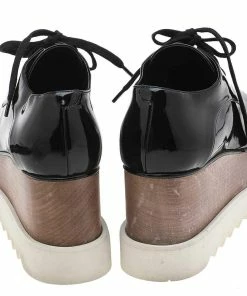 Buy ✨ Stella McCartney Black Faux Patent Leather Elyse Platform Lace Up Derby Size 36 For 👩 Women ❤️ -Stella McCartney Shop luxury women stella mccartney used shoes p594061 005