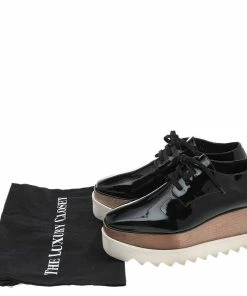 Buy ✨ Stella McCartney Black Faux Patent Leather Elyse Platform Lace Up Derby Size 36 For 👩 Women ❤️ -Stella McCartney Shop luxury women stella mccartney used shoes p594061 008