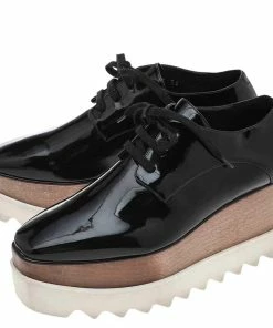 Buy ✨ Stella McCartney Black Faux Patent Leather Elyse Platform Lace Up Derby Size 36 For 👩 Women ❤️ -Stella McCartney Shop luxury women stella mccartney used shoes p594061 009