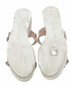 Cheapest 🛒 Stella McCartney Beige Faux Leather Geena Marble Wedge Platform 🩴 Sandals Size 36 For 👩 Women ✨ -Stella McCartney Shop luxury women stella mccartney used shoes p594063 001
