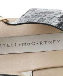 Brand new 🔥 Stella McCartney Black/White Faux Python Leather Geena Marble Wedge Platform 🩴 Sandals Size 36 For 👩 Women 👏 -Stella McCartney Shop luxury women stella mccartney used shoes p594072 007