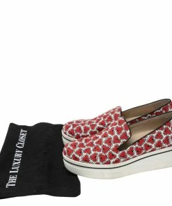 Flash Sale 🔥 Stella McCartney Red/White Canvas Binx Star Platform 👟 Sneakers Size 40 For 👩 Women 💯 -Stella McCartney Shop luxury women stella mccartney used shoes p594119 002