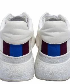 Outlet 🎁 Stella McCartney White Faux Leather Lace Up 👟 Sneakers Size 39 For 👩 Women 🧨 -Stella McCartney Shop luxury women stella mccartney used shoes p595833 006