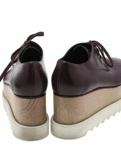 Cheapest 🛒 Stella McCartney Burgundy Faux Leather Elyse Platform Lace Up Derby Size 38 For 👩 Women ❤️ -Stella McCartney Shop luxury women stella mccartney used shoes p596834 007