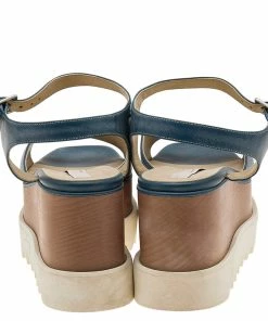 Hot Sale ✔️ Stella McCartney Blue Faux Leather Elyse Star Ankle Strap Platform 🩴 Sandals Size 39 For 👩 Women ✔️ -Stella McCartney Shop luxury women stella mccartney used shoes p598804 005