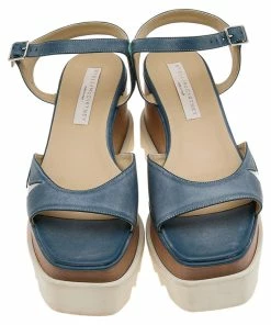 Hot Sale ✔️ Stella McCartney Blue Faux Leather Elyse Star Ankle Strap Platform 🩴 Sandals Size 39 For 👩 Women ✔️ -Stella McCartney Shop luxury women stella mccartney used shoes p598804 006