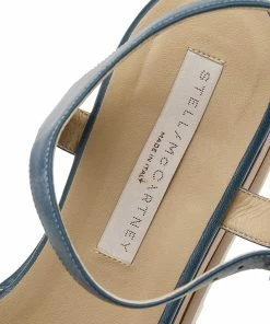 Hot Sale ✔️ Stella McCartney Blue Faux Leather Elyse Star Ankle Strap Platform 🩴 Sandals Size 39 For 👩 Women ✔️ -Stella McCartney Shop luxury women stella mccartney used shoes p598804 007