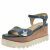 Hot Sale ✔️ Stella McCartney Blue Faux Leather Elyse Star Ankle Strap Platform 🩴 Sandals Size 39 For 👩 Women ✔️ -Stella McCartney Shop luxury women stella mccartney used shoes p598804 008