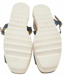 Hot Sale ✔️ Stella McCartney Blue Faux Leather Elyse Star Ankle Strap Platform 🩴 Sandals Size 39 For 👩 Women ✔️ -Stella McCartney Shop luxury women stella mccartney used shoes p598804 010