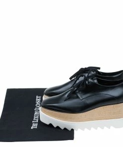 Brand new ✨ Stella McCartney Black Faux Leather Elyse Platform Derby Size 36.5 For 👩 Women 🔔 -Stella McCartney Shop luxury women stella mccartney used shoes p60295 012