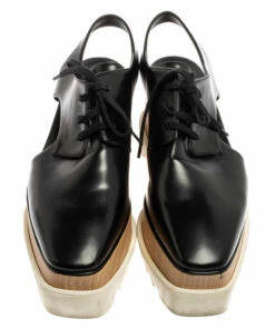 Discount 🛒 Stella McCartney Black Faux Leather Elyse Platform Cut-Out Slingback Derby Size 39.5 For 👩 Women 😉 -Stella McCartney Shop luxury women stella mccartney used shoes p604048 007
