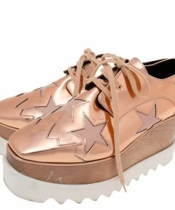 Flash Sale ✔️ Stella McCartney Rose Gold Faux Leather Elyse Star 👟 Sneakers Size 37 For 👩 Women 🔥 -Stella McCartney Shop luxury women stella mccartney used shoes p608018 001